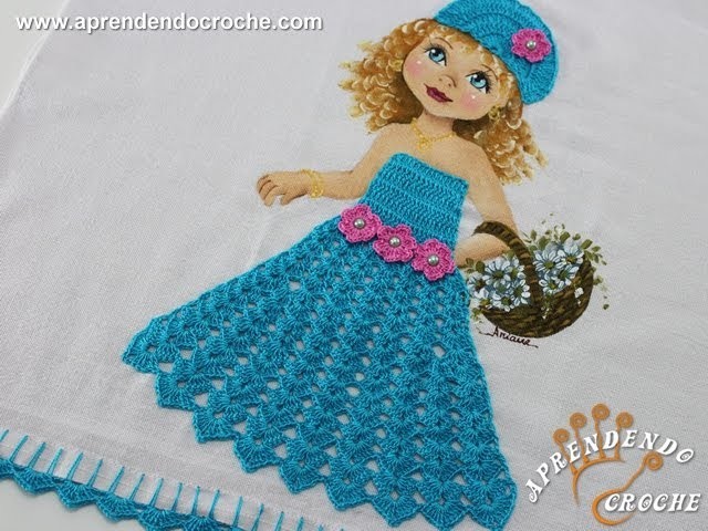 Vestido de Croche p. Aplicação - Boneca Patricia - Aprendendo Crochê