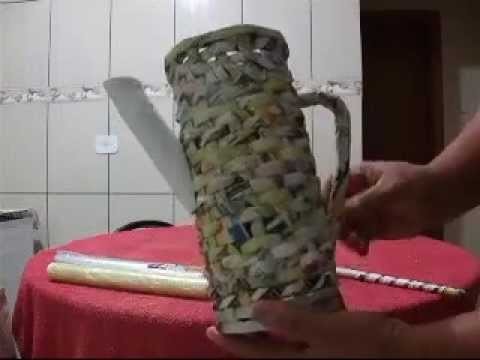 Bule (jarro) - artesanato com jornal(qualquer papel)