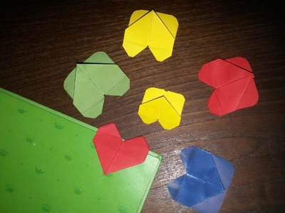 Marcador de páginas origami em coração - DIY - Bookmark pages origami heart-shaped