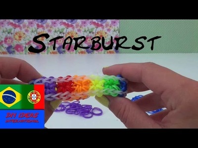 Pulseiras de elástico EXPLOSÃO DE ESTRELAS instrução em português com garfo - Starburst Loom