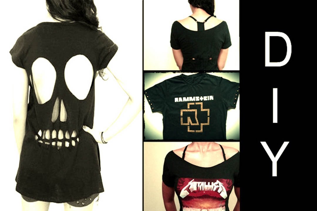 DIY: 3 Ideias de Como Customizar Camisetas de Banda (Skull Cut Out T-shirt)