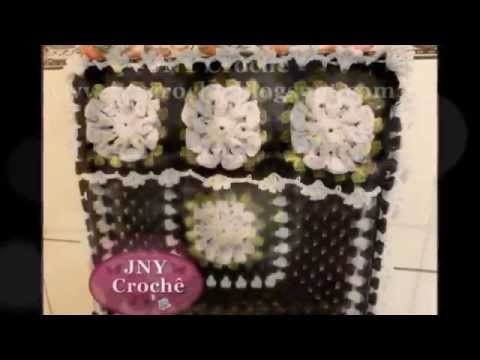 Capa de fogão de crochê com flores JNY Crochê