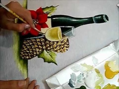 Como pintar Champanhe e Pinhas -  Painting Christmas