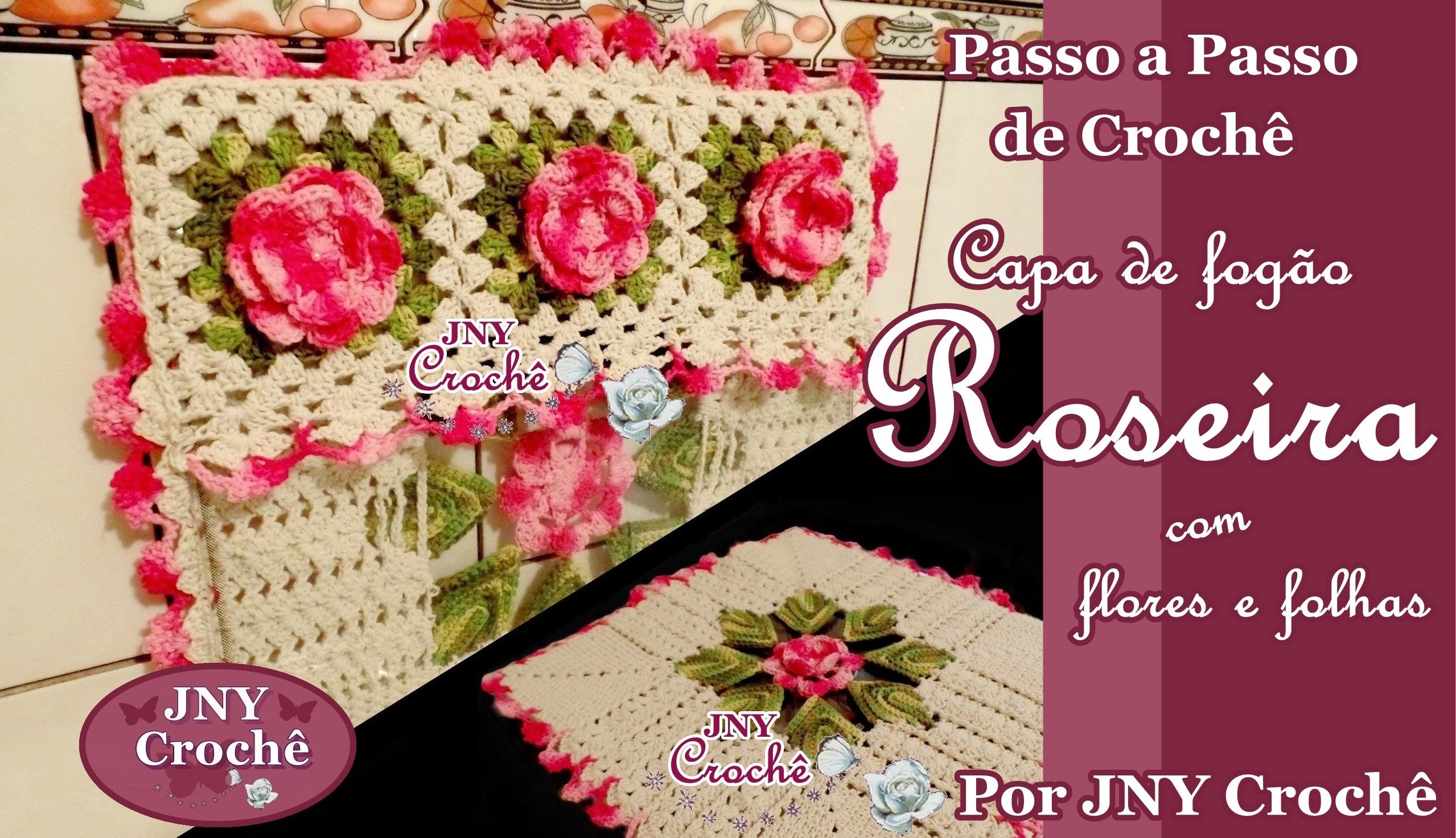 Capa de fogão de crochê Roseira por JNY Crochê
