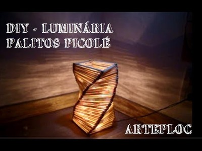 DIY - Luminária em espiral de palitos de picolé - Spiral lamp of popsicle sticks