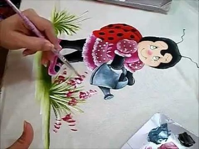 Joaninha Flor - Pintura em Tecido - How to paint country art