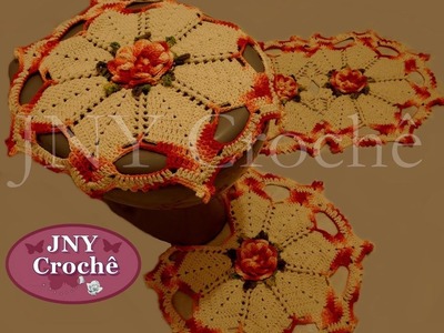 Jogo de banheiro de crochê "Flor de Cerejeira" por JNY Crochê