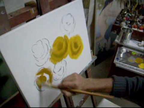 (Aula 01. 5) Video aula pintura em tela rosas Marcio Monteiro