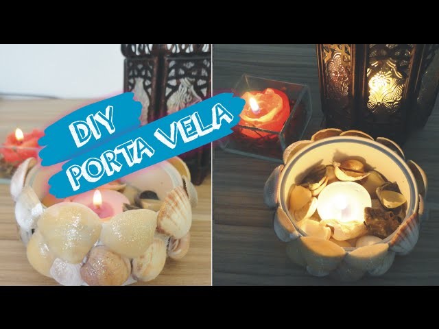 DIY porta vela com conchas | reciclagem de lata | decoração | luminária | Lilian Luz