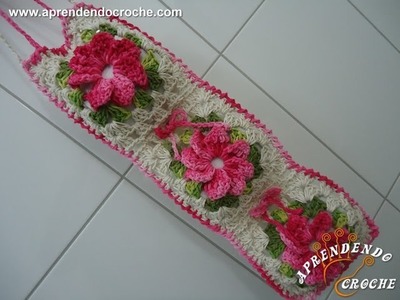 Porta Papel Higiênico - Jogo Banheiro Crochê Floral