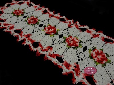 Caminho de mesa de Crochê "Flor de Cerejeira" JNY Crochê