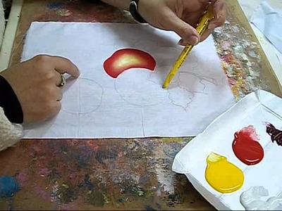 PINTURA EM TECIDO - How to paint apple -  VIDEO AULA MAÇÃS 1