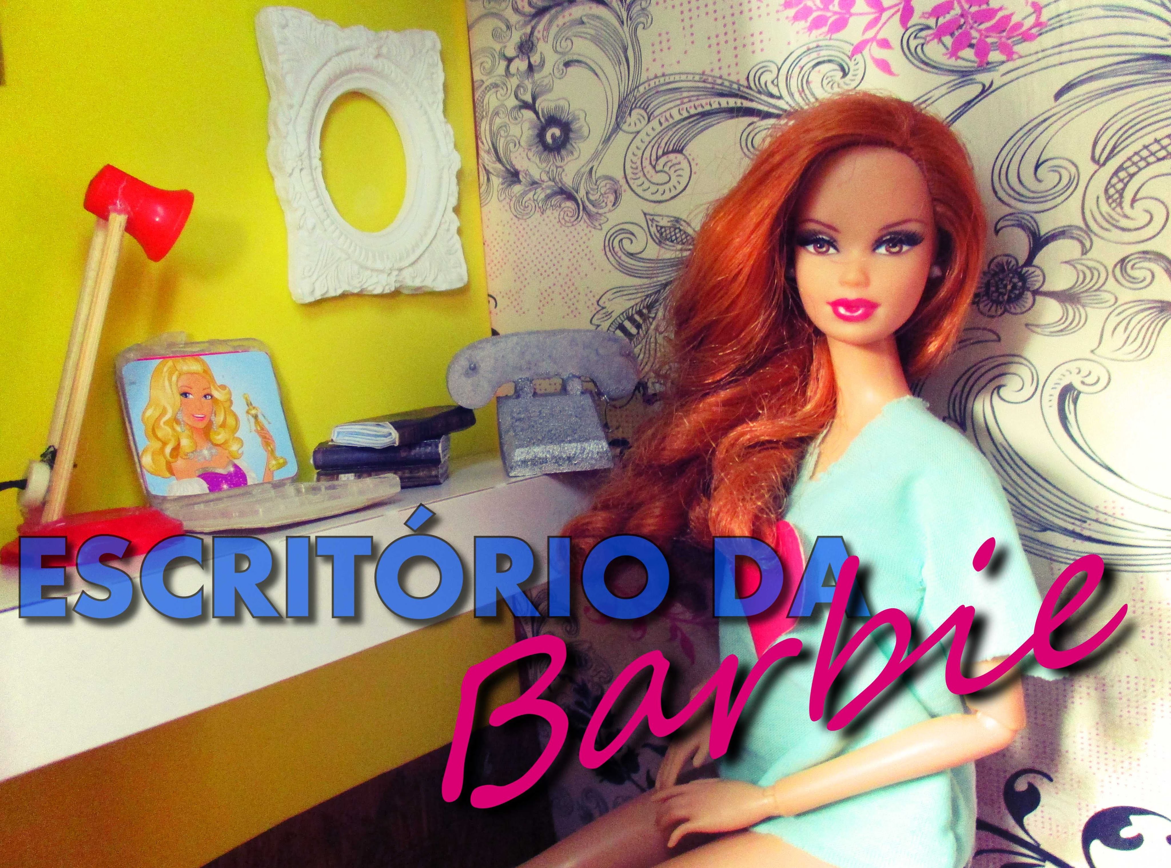 COMO FAZER UM ESCRITÓRIO PARA A BARBIE -DIY casa da Barbie- Midge Freitas