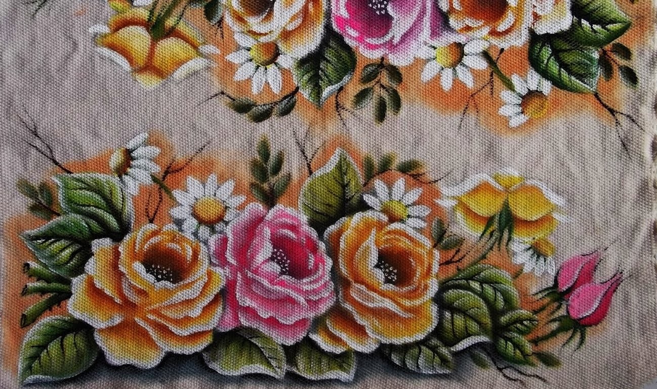 Pintura em tecido "Rosas  parte 2"