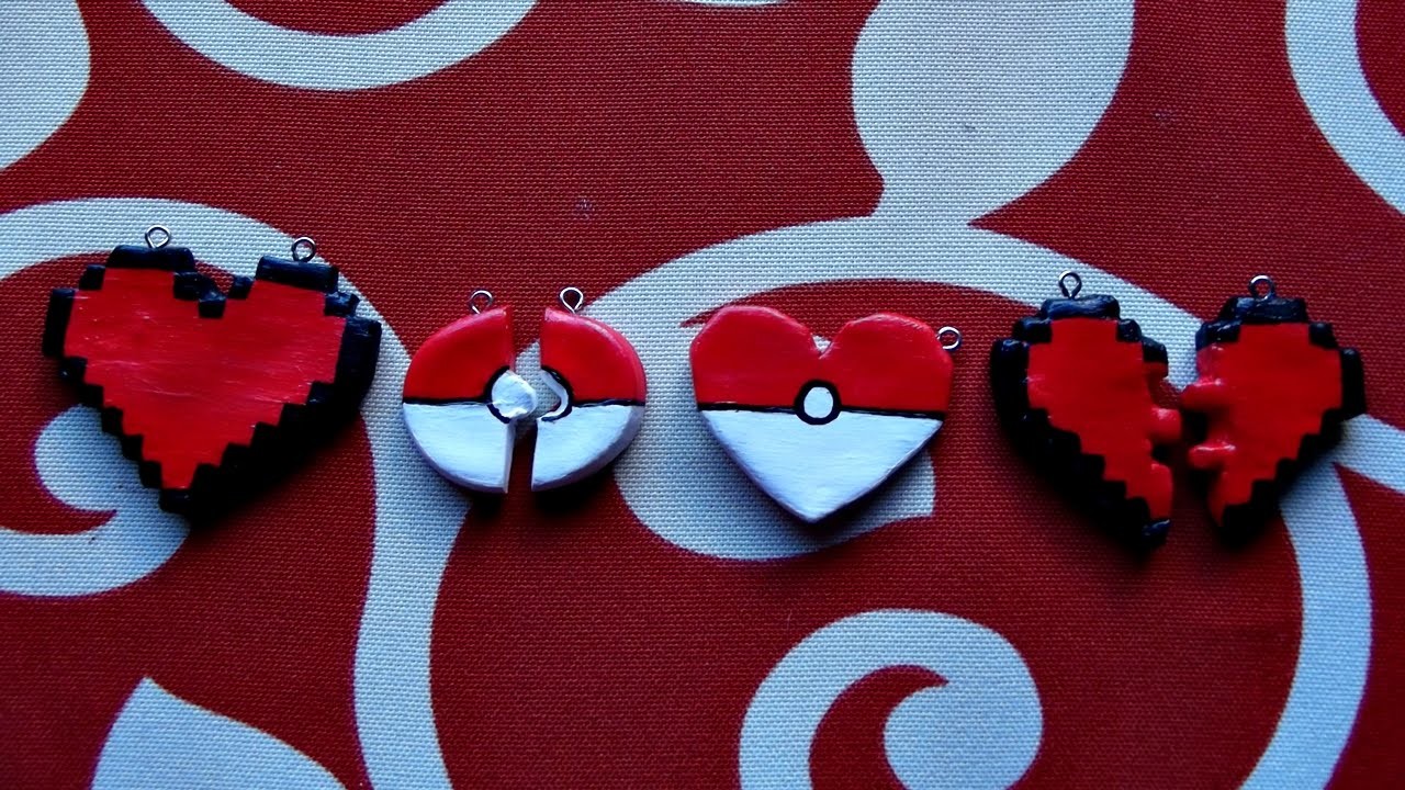 DIY - Cordão coração em pixel (Zelda) e pokébola (Pokémon) - Especial Dia dos Namorados