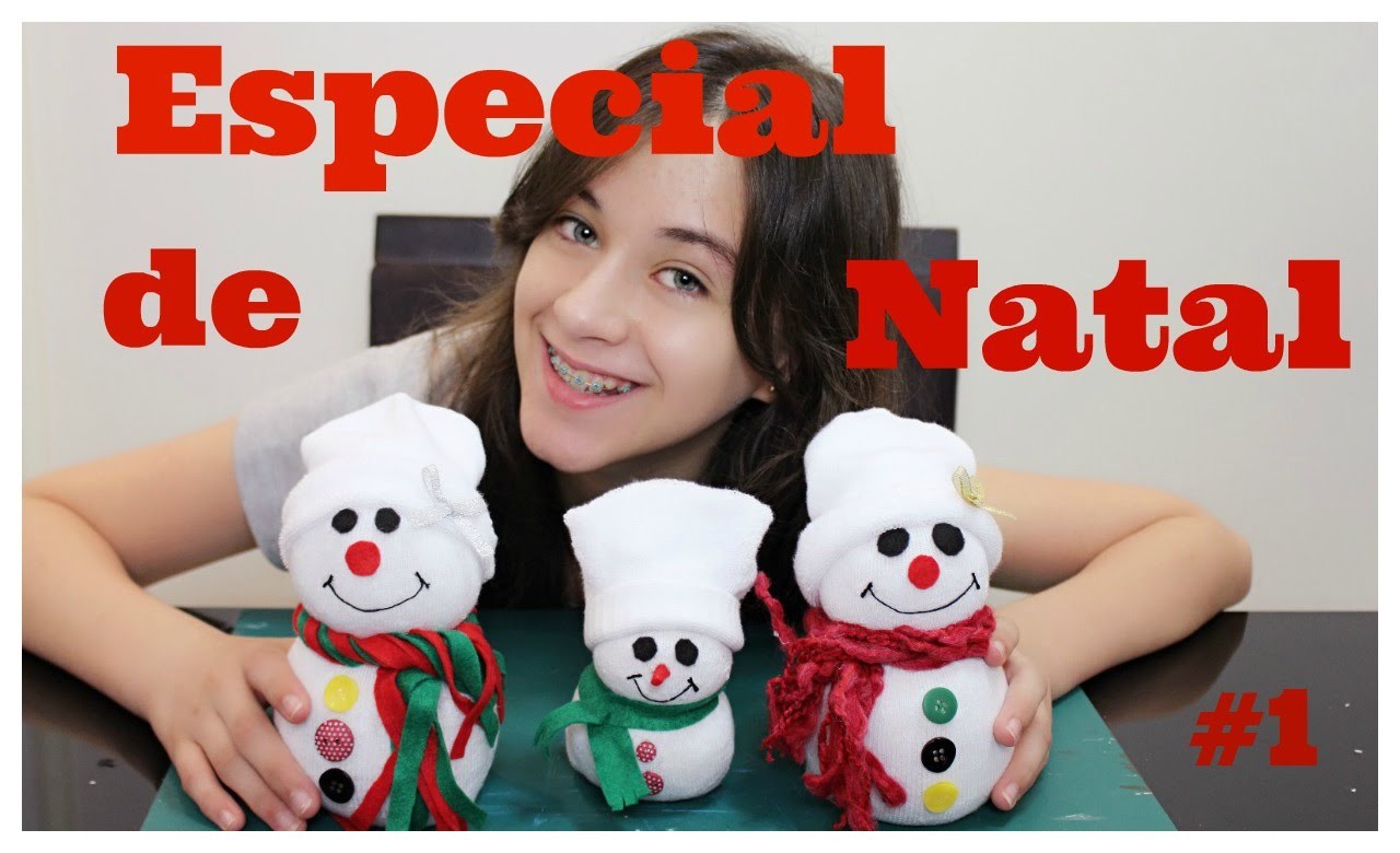 Especial de Natal # 1: DIY Boneco de Neve de Meia com Carol Santina  #vlogmas