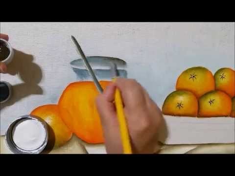 Pintando laranjas e jarra com suco (transparência)