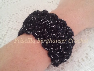 Pap Pulseira brilho em croche. Crochet Bracelet pattern