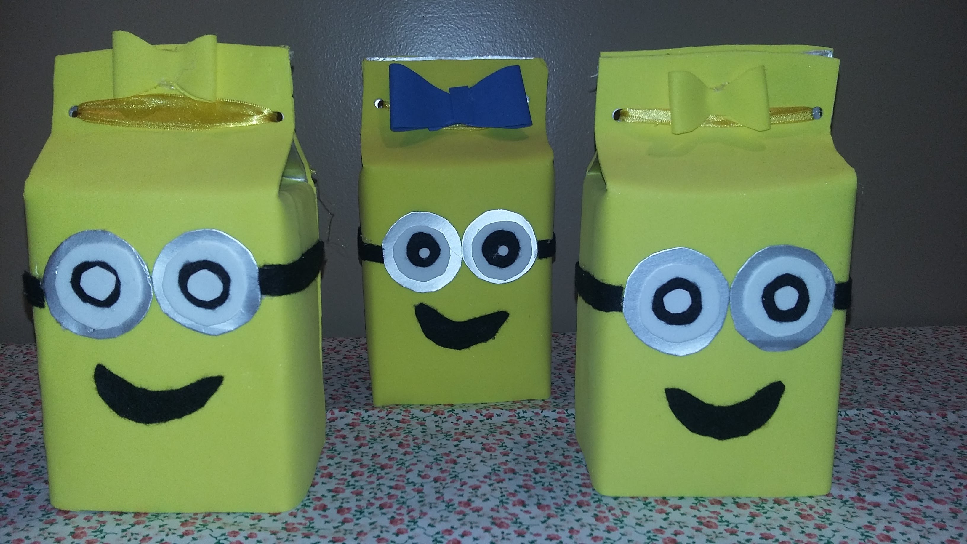 D.I.Y -  Caixa Lembrancinha para Festa de Aniversário dos Minions reciclagem com caixa de leite