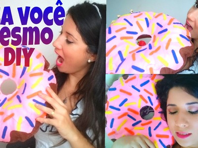 Como fiz minha almofada de rosquinha. donut SEM COSTURA - DIY (faça você mesma)