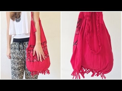 DIY: Bolsa com camiseta (Sem costurar) | T-shirt Bag