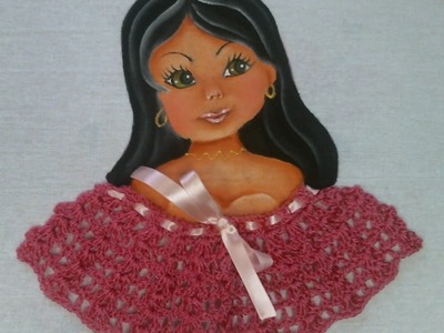 Como fazer boneca com blusa de croche pintura em tecido How to paint a dolls