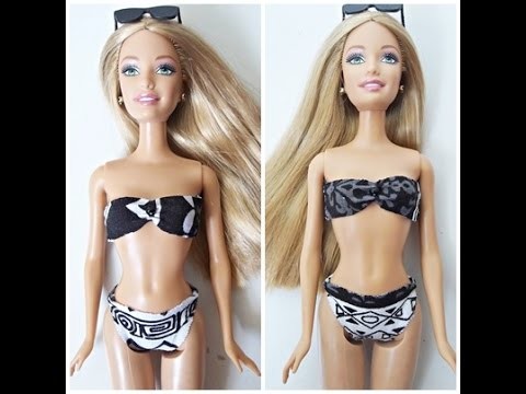 Tutorial: Como fazer biquíni para Barbie. DIY: Bikini for Barbie