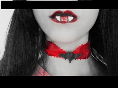 DIY|Especial Halloween:Choker de Morcego e Maquiagem(Boca de Vampiro)