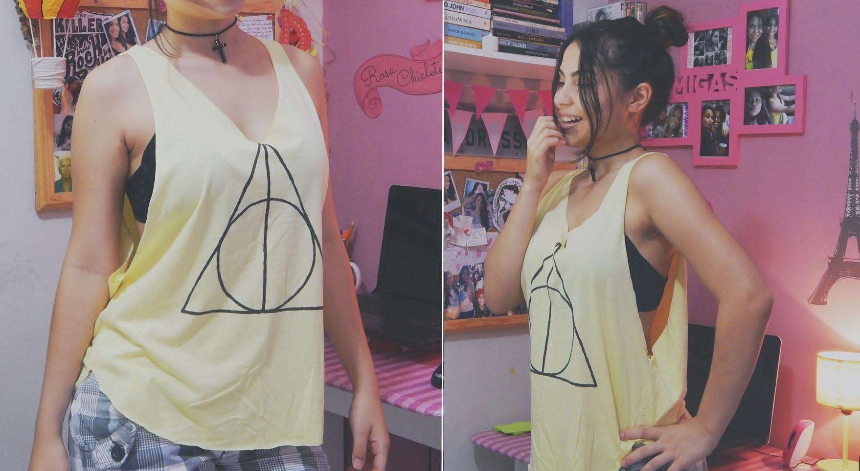 DIY: Camiseta cavada Harry Potter. tank top | Andressa Moraes