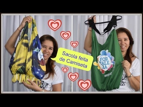 DIY - Como fazer Sacola de uma camiseta (SEM COSTURA)