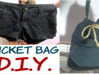 DIY: Faça uma BUCKET BAG FOFA usando SHORT VELHO! #Haulternative