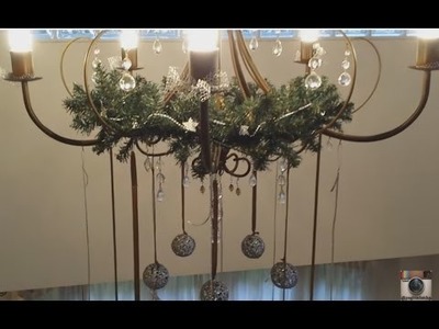 DIY fácil - Como decorei o lustre para o Natal - Guirlanda para o lustre - decoração de Natal