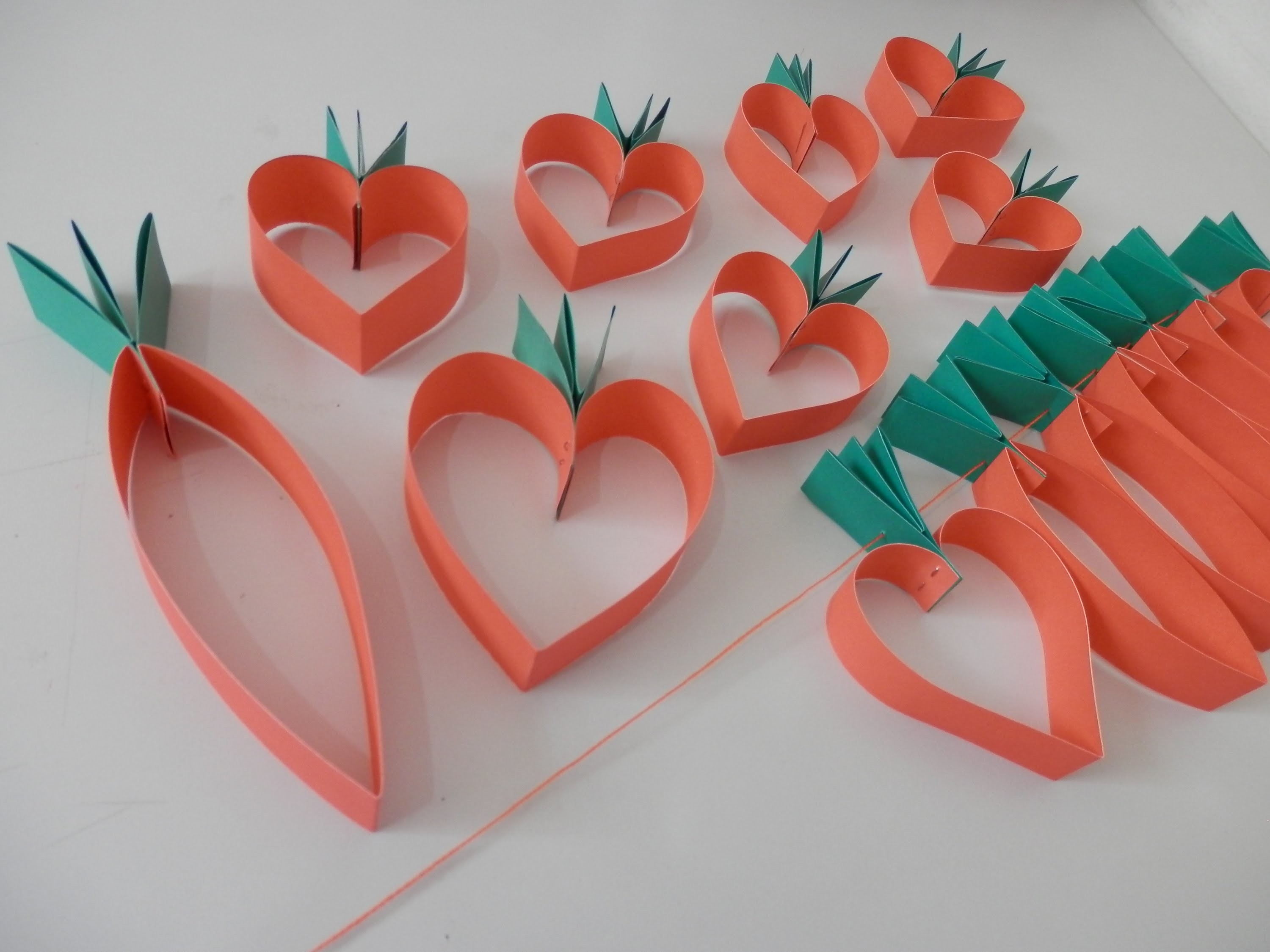 Cenoura e cenoura coração de papel - Passo a passo - Artesanato