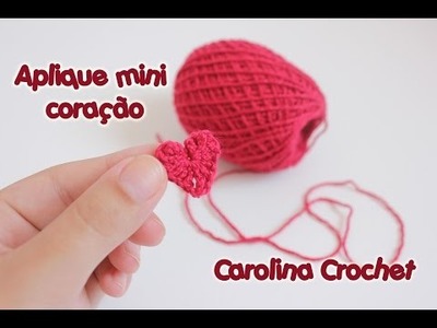Aplique mini coração de crochet