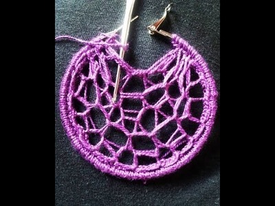 Brinco de croche teia de aranha.  spider web crochet earrings