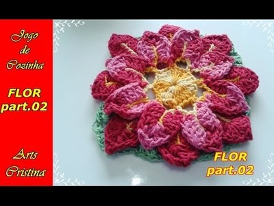 FLOR DE APLICAÇÃO CROCHÊ ´part.02. flower crochet. flor croche– ARTS CRISTINA