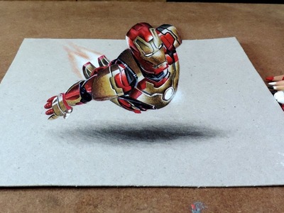 Drawing Iron Man 3D | Desenhando Homem de Ferro com efeito3D