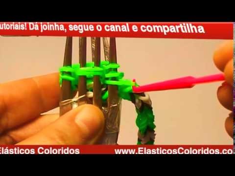 Cobra de elásticos passo a passo com garfos - rainbow loom