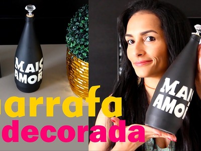 DIY-Garrafa decorada com spray - Nanny Ribeiro