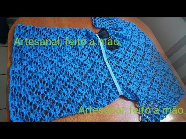 Vestido azul adulto feito em croche parte 2