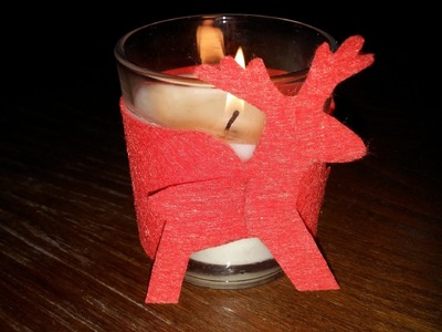 Rena de Natal em feltro para vela - DIY - Christmas reindeer in felt for candle