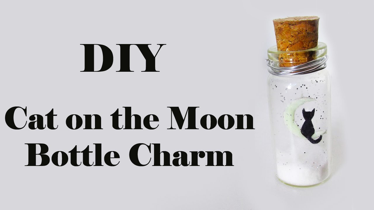DIY: Pote Gatinho ao Luar - Cat on the Moon Bottle Charm (Brilha no Escuro.Glow in the dark)