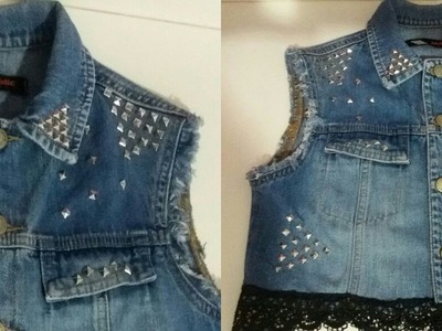 Diy - Transforme sua jaqueta Jeans em um lindo colete com Spikes