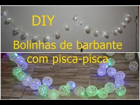 DIY Luzes com bolinhas de barbante | Para decoração e natal | Sayury Mendes