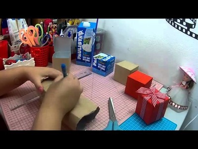 Caixinha reciclada feita com caixa de leite Artesanato passo a passo