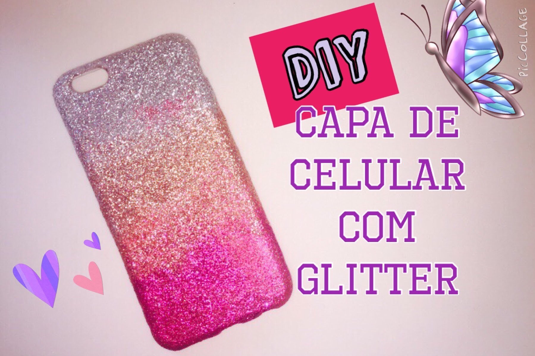 DIY - Capinha de Celular.Iphone com Glitter
