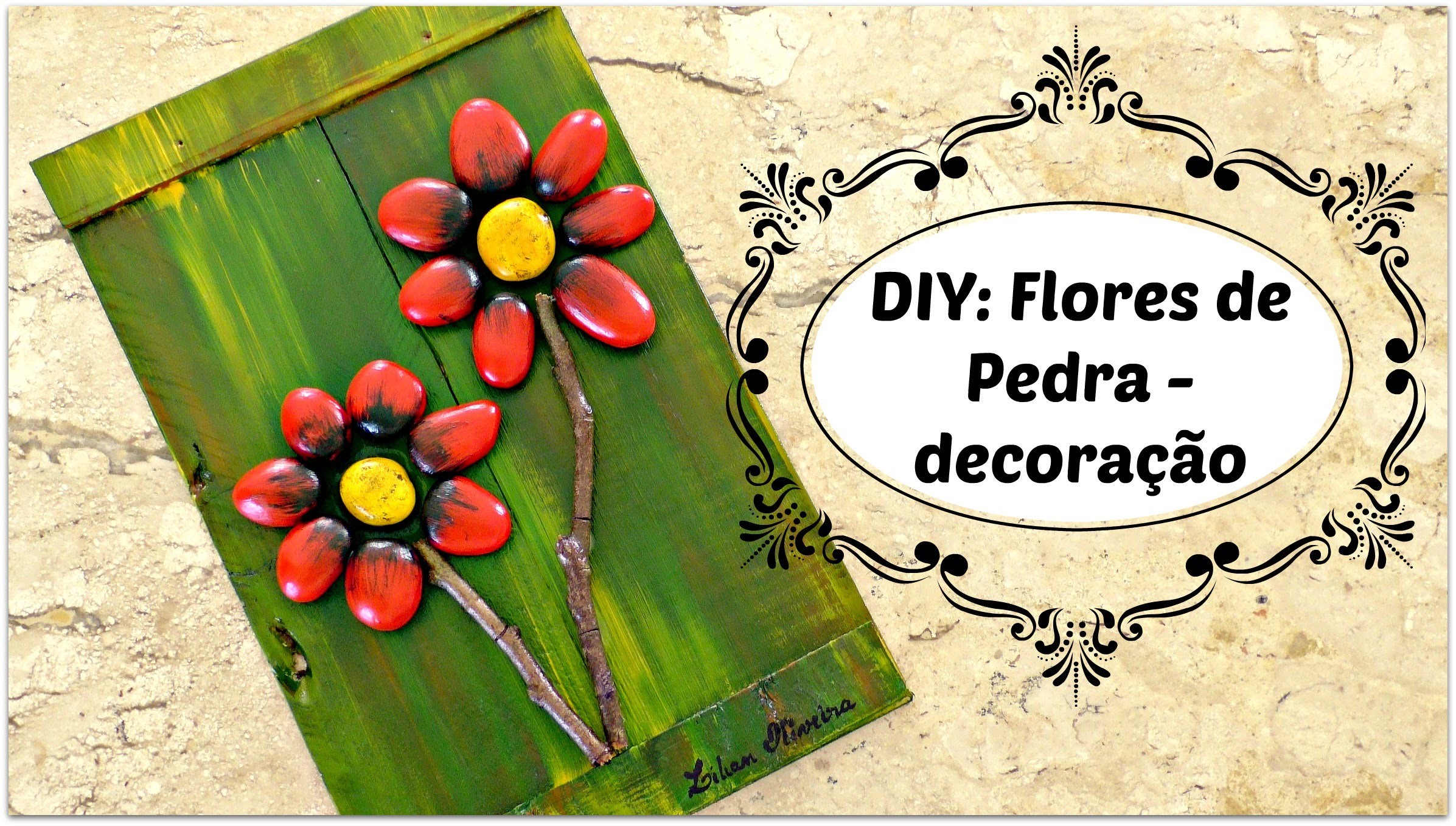 DIY: FLORES DE PEDRA - decoração linda e super fácil - Reciclagem com pedras