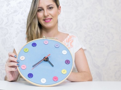 DIY Relógio Com Feltro e Botões Faça Você Mesmo