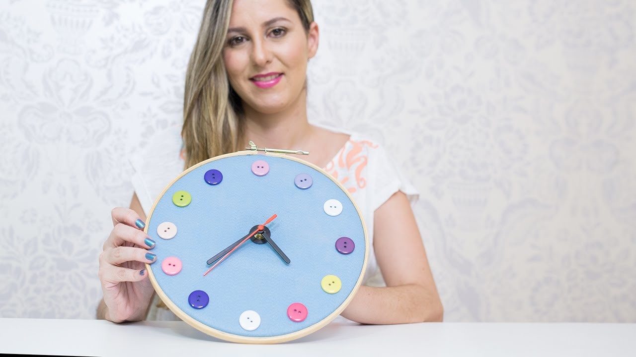 DIY Relógio Com Feltro e Botões Faça Você Mesmo