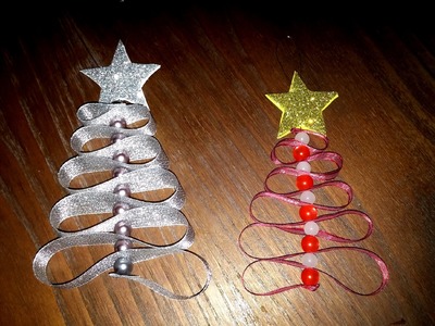 Árvore de Natal de fita de cetim - DIY - Satin ribbon Christmas tree